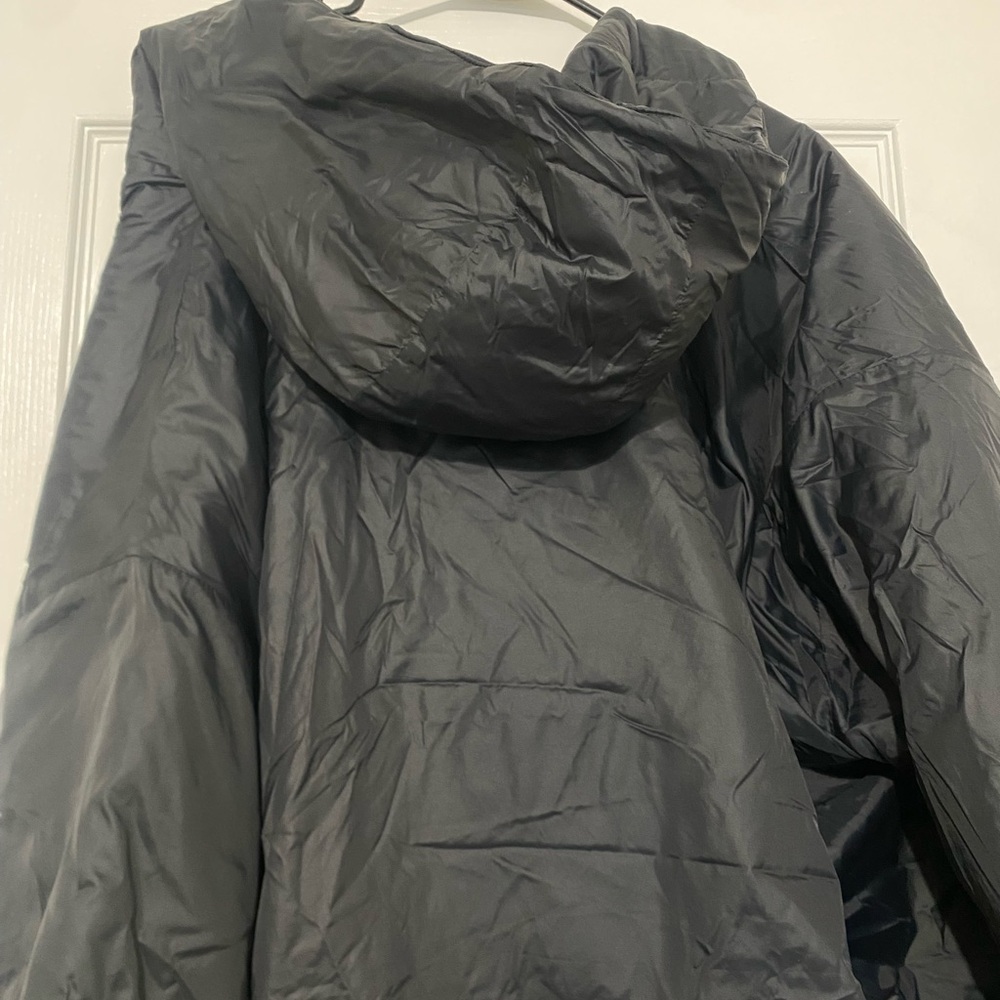 Eileen Fisher Eggshell Recycled Nylon Hooded Long Coat XL - Picture 6 of 14